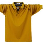 Polo homme manches longues stretch couleur unie - insfity - grande taille - printemps / automne - jaune ...