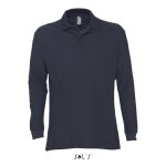 Polo homme - marine - l - maille piquée 170 - 100% coton peigné ringspun - manches longues Polo homme - marine - l - maille piquée 170 - 100% coton peigné ringspun - manches longues