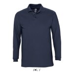 Polo homme - marine - manches longues - 100% coton peigné - maille piquée 210 - col polo Polo homme - marine - manches longues - 100% coton peigné - maille piquée 210 - col polo