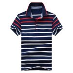Polo homme rayures manches courtes t - shirt ete stretch tissu confortable - rouge Polo homme rayures manches courtes t - shirt ete stretch tissu confortable - rouge