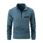 Polo homme regular fit col montant - insfity - manches longues - uni bleu confortable Polo homme regular fit col montant - insfity - manches longues - uni bleu confortable