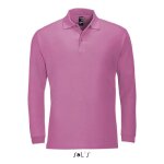 Polo homme - l - rose flash - manches longues - 100% coton peign� - maille piqu�e 210