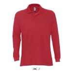 Polo homme rouge - l - manches longues - maille pique 170 - 100% coton peign ringspun