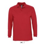 Polo homme - sols - rouge - manches longues - 100% coton peign - maille pique 210