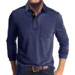 Polo homme t - shirt manches longues avec poche grande taille couleur unie printemps et automne - taille ...