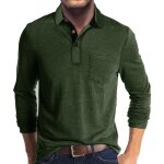 Polo homme t - shirt manches longues avec poche grande taille - insfity - vert militaire Polo homme t - shirt manches longues avec poche grande taille - insfity - vert militaire