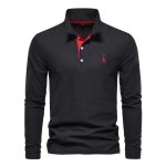 Polo hommes sport golf tennis  manches longues fit grande vtements masculin xh468 noir