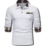 Polo homme de sport - mobigarlan - slim - manches longues - blanc