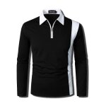 Polo homme de sport - wx79 - bloc de rayures - manches longues - fit grande - vêtements masculin - noir ... Polo homme de sport - wx79 - bloc de rayures - manches longues - fit grande - vêtements masculin - noir ...