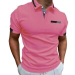 Polo homme uni de sport business golf tennis fit grande vêtements masculin wx57 rose Polo homme uni de sport business golf tennis fit grande vêtements masculin wx57 rose