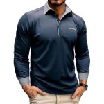 Polo � manches longues homme regular fit contrast� casual polo shirt - insfity - printemps / �t� - bleu ...