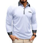 Polo � manches longues homme regular fit contrast� casual polo shirt pour printemps et automne - taille ...