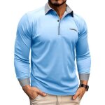 Polo  manches longues homme regular fit contrast casual polo shirt pour printemps et automne - taille ...