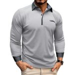 Polo � manches longues homme regular fit contrast� casual polo shirt pour printemps et automne - taille ...