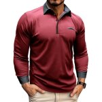 Polo � manches longues homme regular fit contrast� casual polo shirt pour printemps et automne - taille ...
