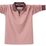 Polo manches longues regular fit en coton - insfity - rose - col polo zipp� - motif couleur contrast�e ...