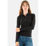 Polo manches longues tommy jeans bby essential bds noir - femme - slim fit - col polo