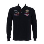Polo la martina - homme - rf. ump306 - js005 - 09999 - noir - manches longues - col polo