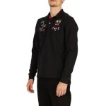 Polo la martina piquet - noir - manches longues - col polo - homme