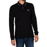 Polo en piqu  manches longues pour homme - lee - noir - regular - col polo