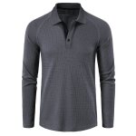 Polo shirt homme manches longues regular fit casual tennis golf t - shirt stretch respirant couleur unie ...