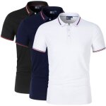 Polo de sport homme - lot de 3 - manches courtes - séchage rapide et aération - noir bleu blanc Polo de sport homme - lot de 3 - manches courtes - séchage rapide et aération - noir bleu blanc