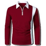 Polo de sport homme - wx79 - bloc de rayures - manches longues - rouge