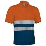 Polo de travail - homme - ref build - orange fluo et bleu marine