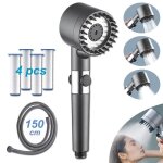 Pommeau de douche avec 4 filtre tuyau de douche 150 cm - haute pression douchette conomique douche salle ...