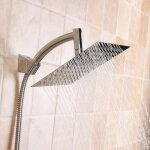 Pommeau de douche carr en acier inoxydable chrom - tempsa