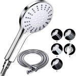 Pommeau de douche chrom� 5 modes haute pression - bravotw - type b - flexible annel� - 15m