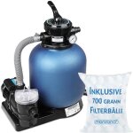Pompe filtre � sable 11. 000 l / h syst�me filtration eau piscine 550w ipx5 boules filtrantes 700g vanne ...