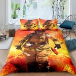 Pompier travaille dans le feu parure de lit 3 pieces 1 housse de couette 200 * 200cm et 2 taies doreillers ...