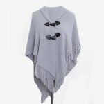 Poncho femme frange de marque double paisseur chaud paississant blanket poncho femme col revers shawl ...