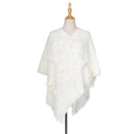 Poncho femmes - funmoon - cachemire - tricot - hiver - blanc