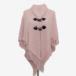 Poncho femmes - funmoon - double �paisseur - chaud - frange - col revers