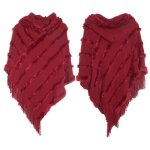 Poncho femme - hiver chaude - avec capuche couleur unie bordeaux