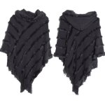 Poncho femme - hiver chaude - avec capuche couleur unie gris