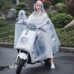 Poncho pvc impermable avec capuche vlo lectrique poncho de pluie simple transparent visire amovible ...