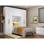 Pont de lit antero - 6 portes - avec armoires et rangements - l. 200 cm - blanc