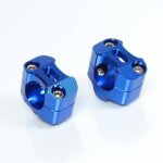 Pontet rehausse de guidon bleu anodis� �?22 - 28mm h + 25mm pour moto cross enduro street