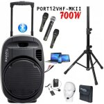 Port12vhf - mkii 700w syst�me de sonorisation portable autonome - usb - mp3 bluetooth - 4 micros fil ...