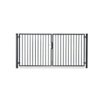 Portail barreaud� acier galvanis� passage 3m00 h 1m50 gris anthracite