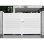Portail battant aluminium plein l305 x h181 cm blanc - nazario