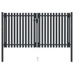 Portail de clôture - vidaxl - double porte - acier enduit de poudre - 306x220 cm - anthracite Portail de clôture - vidaxl - double porte - acier enduit de poudre - 306x220 cm - anthracite