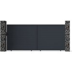 Portail coulissant aluminium plein l416 x h180 cm anthracite - nazario