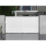 Portail coulissant aluminium plein l374 x h180 cm blanc - nazario