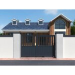 Portail coulissant aluminium semi ajour� l314 x h140 cm anthracite en kit tarnos ii