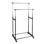 Portant double en m�tal coloris noir - longueur 70 x profondeur 42 x hauteur 145 cm - juanio