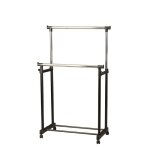 Portant double sur roulettes en acier chrom� coloris noir - longueur 85 x largeur 45 x hauteur 95 - 170 ...